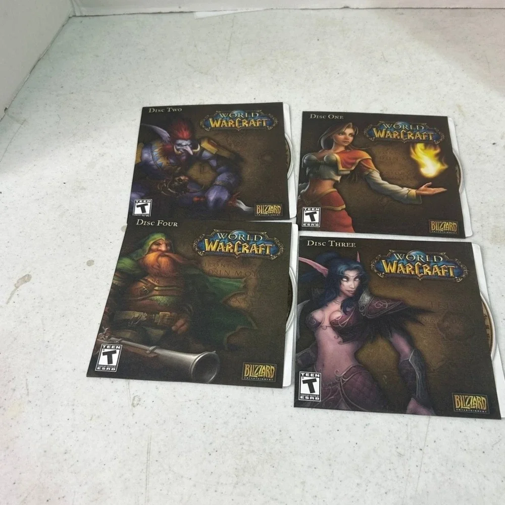 World of Warcraft PC Game 4 Disc Set Original Blizzard Entertainment Vintage